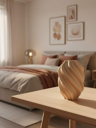 1pc Moderne Curved Plastic Flower Vase Artificial Pampas Grass, Minimalist Home Grijs Twist Tafel Centerpiece Wedding, Living Room, Office Bureau ation, Ho warming Room Glass view 2