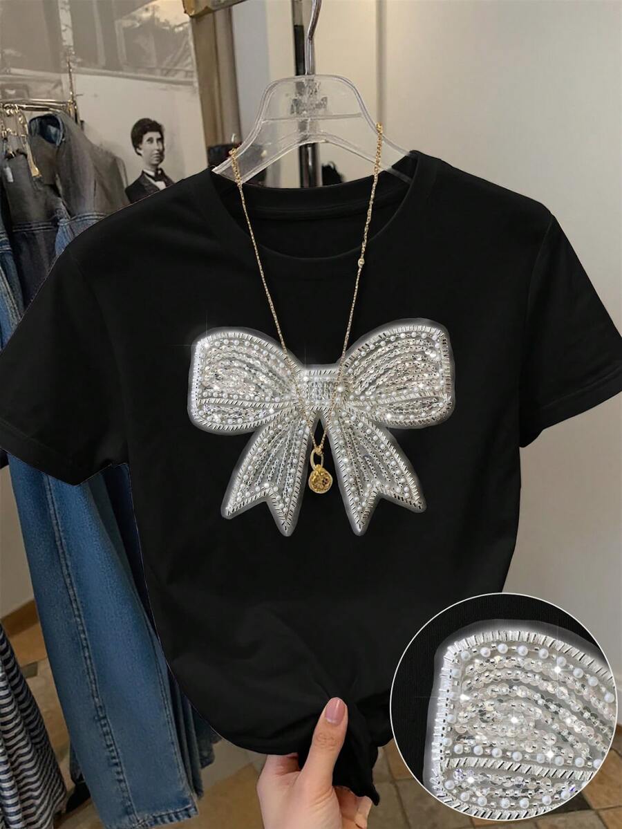 女款 T-Shirt,高個女款 - 黑色 - 查看 1