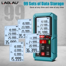 L.A.OL.A.U 1pc Digital Laser Rangefinder, Laser Distance Meter, Tape Measure Tools,99 Groups Data Storage, Pythagorean Lll, Timer Function, Waterproof, Includes Carrying Bag - Dusty Blue - View 4