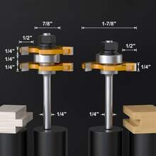 2 Pcs Router Bit 1/4 Milling Cutter Router Bit Assembly Tongue Stilt Kit Vmingo - Yellow - View 12