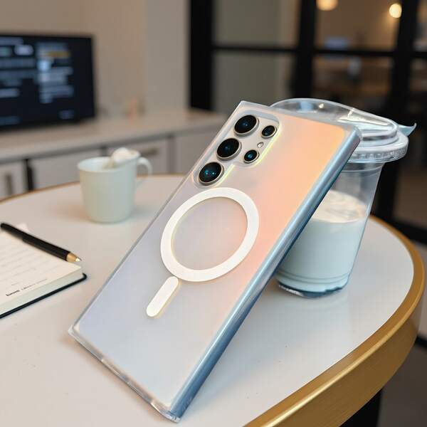 Holographic Laser Gradient Color Fashion Shock-Proof Protective Case Compatible With Samsung Galaxy S25FE S25 S23 S24 Ultra Plus Magnetic Cover Multicolored