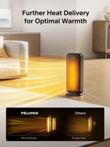 Pelonis Electric Space Heater, Portable Oscillating Ceramic Tower Heater With Adjustable Thermostat, Remote Control, Tip-Over & Overheat Protection, Energy Efficient Fast Heating Fan, Quiet Operation, Digital LED Display, Timer, Indoor Home Office Bedroom Living Room Use, Black Modern Design, Compact Heater For Winter Warmth. - Xem 2