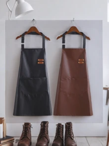 防水围裙带口袋防油围裙可调节围裙不带手臂围裙厨房围裙男女适用洗碗狗狗美容园艺清洁鱼屠夫烧烤绘画手工制作户外烹饪厨房必需品 - 彩色 - 查看 3