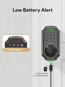 Keyless Entry Door Lock, Keypad Door Lock With 50 Codes, Smart Lock With Anti Peeping Password, Keypad Deadbolt One Touch Locking, Auto Lock, Easy To Install, Bronze - Black - View 5