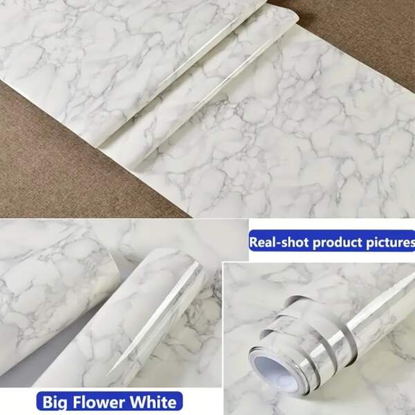 Papel de Parede Adesivo com Estampa de Mármore, Papel de Parede Autoadesivo com Estampa de Mármore Branco e Cinza, Ideal para Bancadas, Armários de Cozinha, Banheiros, Revestimento de Bancadas, Renovação de Móveis, Laminado com Estampa de Mármore Brilhante, Película Autoadesiva, Papel de Parede com Design Moderno de Mármore, Adesivos de Parede, Decoração de Parede, Decoração de Ambientes e Quartos