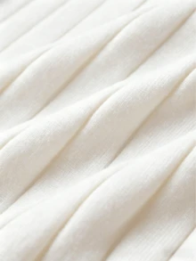 Men's Solid Color Ribbed Vertical Ribbed Collared Knit Sweater, Simple And Versatile Long Sleeve Top - White - View 7