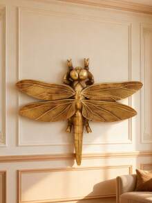 1pc Creative Golden Dragonfly-Shaped Wall Decor Art Piece, A Handcrafted Insect Frame Accessory, Perfect For Home Party Decorations In An Insect-Themed Room, A Novel Gift For Insect Lovers, And Suitable For Home Decor, Room Decor, And Wall Decor.