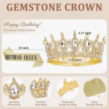 Women's Golden And Silver Crowns, Crystal Queen Headwear, Wedding Bride Hair Accessories, Suitable For Birthday Parties, Balls, Cake Decorations, Halloween, Christmas, And Photobooth Prop,Hair Accessories For Women,Stocking Stuffers For Adults