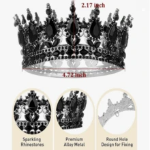 Women's Golden Glittering Bride's Rhinestone Crown Crystal Queen Headpiece, Wedding Bride's Hair Accessory, Suitable For Birthday Parties, Balls, Cake Decoration, Halloween, Christmas And Photo Booth Props (With Crown Holder)