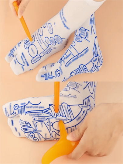 Conjunto de meias para massagem nos pés, meias para massagem nos pés com ferramentas de massagem, meias para massagem nos pés para relaxamento e acupressão, conjunto de meias para reflexologia com ferramentas para pontos de pressão, tamanho unissex, meias para esportes ao ar livre