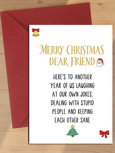 A Set Of Humorous Christmas Cards Featuring Playful Teasing For Friends, Complete With Envelopes, Suitable For Friends, Family, Teachers, Students, Neighbors, Or Any Recipient, Ideal For Christmas And Special Occasions.