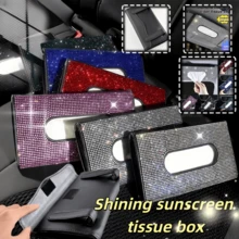 2pcs/1pc Shiny Sun Visor Tissue Box, 7 Color Options Car Sun Visor Tissue Holder, Modern Car Backseat UV Protection Storage, Seat Back Rhinestone Tissue Clip, Toilet Paper Box, Tissue Box, Car Tissue Box, Creative Rhinestone Car Tissue Box, Storage & Organization Box, Tissue Dispenser, Essential For Travel, Car Accessories, Home & Living