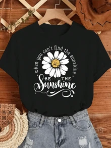 Women's Casual T-Shirt With Letter Print "No Llores Vato" (Don't Cry), Original And Modern Design, Ideal For Summer - 黑色 - 查看 1