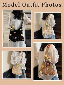 Women's Boho Embroidery Crossbody Bag Crochet Beach Bags For Women Hollow Out Crochet Knit Shoulder Bag Crochet Tote Bag Crochet Knit Boho Shoulder Bag For Women, Hollow Out Embroidery Crossbody Bag Tote Handbag For Sending Friends Shopping, Dating, Thanksgiving Dinner Purse - Nhiều màu - Xem 7