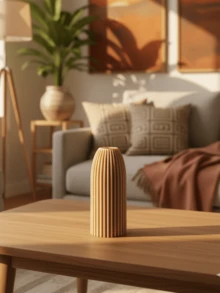 1 buc Vază de flori din plastic robust, incasabilă, stil minimalist modern, dungi verticale portocalii, design cilindric înalt, cu aranjament pufos de iarbă de pampas, piesă centrală de masă, vază decorativă pentru sufragerie, nuntă, petrecere, decor de casă