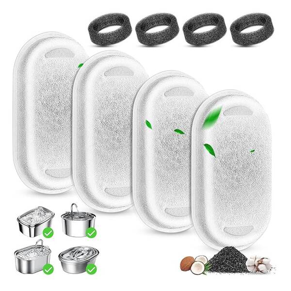 Katzen Wasserbrunnen Filter, Ersatzfilter für Haustier Wasserbrunnen mit Schwämmen und Schaumstoff für 2L & 3,2L Edelstahl Automatischer Katzen Wasserbrunnen Spender Filter