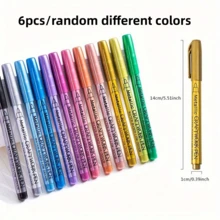 1/2/6/12pcs Set Of 12 Metallic Glitter Markers, Waterproof & Fade-Resistant Colored Drawing Pens, Suitable For Rock Painting, Crafts, DIY, Albums, Wood, Plastic, Ceramic - Chisel Tip Art Markers - Multicolor - View 13