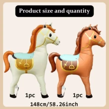 2/1 件西部主题马气球装饰 - 148 厘米铝箔，自封，无需电源，非常适合生日和牛仔派对、派对气球、西部主题装饰 | 自封气球、圣诞装饰