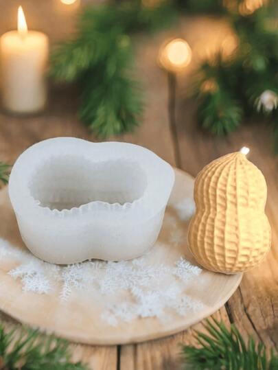 1 pieza Molde de silicona con forma de cacahuete para velas aromáticas DIY, accesorio de decoración de yeso con forma de cacahuete, vela hecha a mano, cera, molde de decoración de aromaterapia, formas lindas DIY, artesanía de velas festivas de Navidad para decoración navideña, obra de arte de yeso y cemento aromático, idea de regalo perfecta, decoración navideña para el hogar, decoraciones navideñas, accesorio de decoración de habitación, 2025