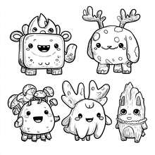 1 Stück (21cm*21cm) Neues Malbuch für Erwachsene, dickeres Papier ist deckend, mit klaren Linien und einfach zum Ausmalen, geeignet für Treffen mit besten Freunden, Musterszenen mit verschiedenen kleinen Monstern "Little Monsterr" Malbuch zum Entwickeln des Denkens, Herbst, Schreibwaren, Schulmaterial, Zeichnen & Malen, Weihnachtsgeschenk