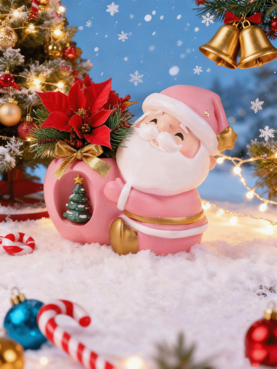 1 pieza Soporte para lápices de Papá Noel hecho a mano, caja de almacenamiento multifuncional para el escritorio, accesorios decorativos para suministros de oficina en el hogar, regalo de resina para niños y adultos, linda caja de almacenamiento de lápices