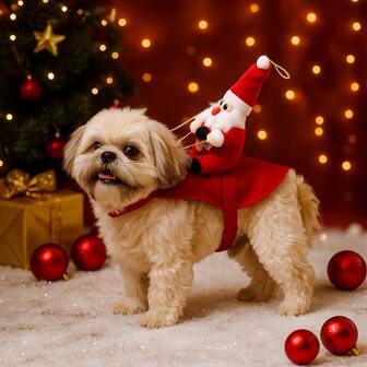 Christmas Dog Costume, Santa Claus Reindeer Pet Cosplay Outfit, Funny Cute Holiday Apparel, Cat Party Dress