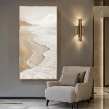 1 pictură modernă pe perete, superb Art Deco bej, imprimare abstractă pe pânză - design Wabi-Sabi cu valuri, imprimare abstractă cu peisaj de pe țărmul mării, pictură murală pentru intrarea pe hol - artă murală cu scenă de plajă, înrămată sau neînrămată, decor cameră, Ecor, decor modern pentru apartamente din căminul universitar, cadouri pentru decorarea pereților în hotel, casă, living, dormitor, baie și birou