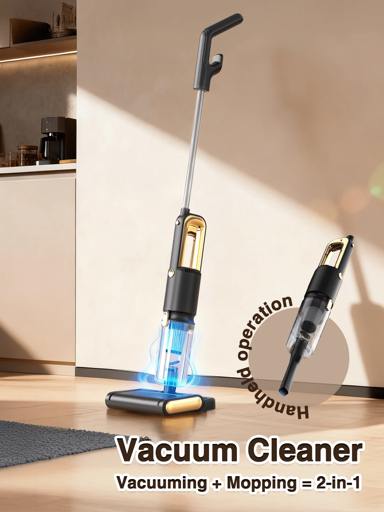 GENAI 3-In-1 Upright Vacuum Cleaner And Mop, Powerful Suction, HEPA Filtration, 800ml Large Water Tank - UK Plug(220-240V) - View 1