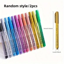 1/2/6/12pcs Set Of 12 Metallic Glitter Markers, Waterproof & Fade-Resistant Colored Drawing Pens, Suitable For Rock Painting, Crafts, DIY, Albums, Wood, Plastic, Ceramic - Chisel Tip Art Markers - Multicolor - View 15