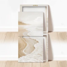 1 pictură modernă pe perete, superb Art Deco bej, imprimare abstractă pe pânză - design Wabi-Sabi cu valuri, imprimare abstractă cu peisaj de pe țărmul mării, pictură murală pentru intrarea pe hol - artă murală cu scenă de plajă, înrămată sau neînrămată, decor cameră, Ecor, decor modern pentru apartamente din căminul universitar, cadouri pentru decorarea pereților în hotel, casă, living, dormitor, baie și birou