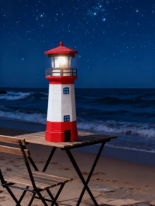 1pcs/2pcs  Outdoor Garden Solar-Powered Red Lighthouse, Ocean-Themed Floor-Standing ABS Resin Simulated Lighthouse Statue, 180° Rotating Lamp, Waterproof IP44 Creative Landscape Decorative Lamp, Micro-Landscape Interactive Tracking Lamp, Suitable For Garden, Courtyard, Front Porch, Lawn, Back Garden Decoration, Outdoor Solar-Powered Garden Decorative Lamp (400mah) - Đỏ - Xem 3