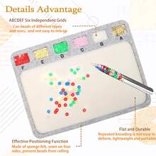 毛毡串珠垫（大号、中号、小号） - 配有镊子和珠宝勺，串珠垫带有厘米和字母刻度，坚固耐用（提供大号、中号、小号三种尺寸），适用于珠宝制作和串珠