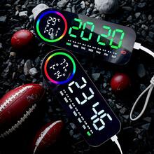 This LED Digital Clock Features Adjustable Brightness, Date And Temperature Display, USB Connectivity, And Is Suitable As A Sports/Fitness Timer Alarm Clock For Home And Office Use. It Also Has A Snooze Mode, Voice Control Mode, And Day/Night Mode Switching Function. - 彩色 - 查看 4