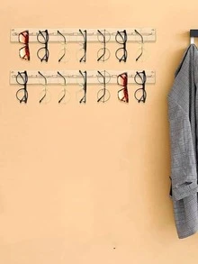 1pc Transparent/Black Acrylic Fashion Glasses Display Rack, Hanging Sunglasses Organizer Without Drill,Wall-Mounted Eyeglasses Holder Shelf, Glasses Display Prop (Comes With 2 Nail-Free Stickers), Nail-Free Sticker Installation, Gender Reveal Party, Perfect For Birthdays, Weddings, Parties, The Perfect Gift For Colleagues, Friends, And Family, Back To School - 彩色 - 查看 4