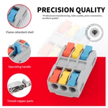 10 件/4 件迷你快速接线连接器，杠杆螺母连接器快速接线连接器 2 进 4 出/2 进 6 出/3 进 9 出推入式接线端子，多种规格可供选择