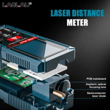 L.A.OL.A.U 1pc Digital Laser Rangefinder, Laser Distance Meter, Tape Measure Tools,99 Groups Data Storage, Pythagorean Lll, Timer Function, Waterproof, Includes Carrying Bag - Dusty Blue - View 5