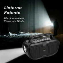 bocina radio portátil AM/FM/SW: con linterna,con carga solar,con Altavoz y Conector para Auriculares, Ideal para Interiores, Exteriores y Emergencias,Bluetooth 5.0, USB, TF, AUX. - Negro - Ver 4