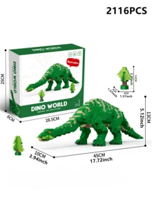 1500pcs Jurassic Era Dinosaur Cartooon Dinosaur DIY 3D Assembly Creative & Educational Stress Relief Building Block Model Decor, Gift For Dinosaur Lovers, Holiday & Birthday - Multicolor - View 17