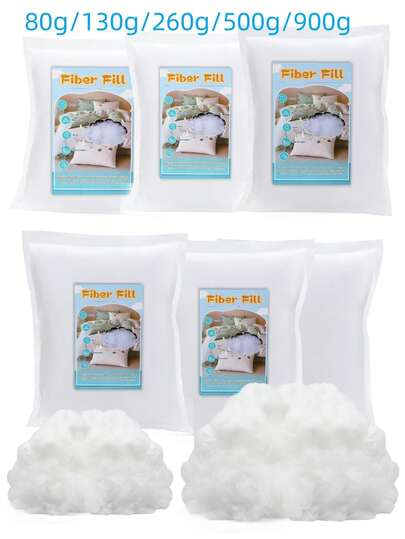 1 set de 80/130/260/500/900g de relleno, algodón de plumón ultrafino, algodón de seda comprimido al vacío, relleno de poliéster, adecuado para almohadas, cojines decorativos, relleno de juguetes de peluche