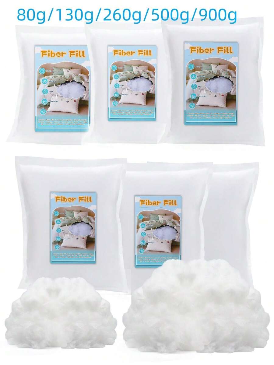 1 Set Of 80/130/260/500/900g Filling, Ultra-Fine Down Cotton, Vacuum Compressed Woven Silk Cotton, Polyester Filling, Suitable For Pillows, Throw Pillows, Plush Toys Stuffing - White - View 1