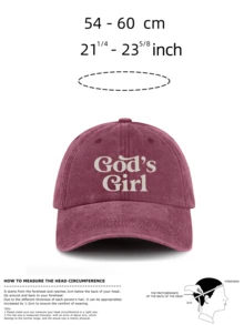 1 Pc God's Girl Print Washed Baseball Cap For Men&Women, Classic Casual Stylish Vintage Soft Sweatband Adjustable Size Lightweight Versatile Vintage Dad Hat, Suitable For Outdoor Sports Daily Wear Party Vacation Beach Holidays Perfect As A Gift For Families And Friends