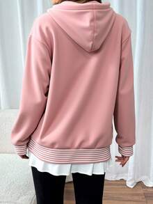 Sudadera con Capucha para Mujeres - Básica y Versátil, Estilo Relajado y Deportivo, Corte Amplio, Suave y Agradable al Tacto, con Bolsillo Tipo Canguro, Ideal para Otoño y Primavera, Perfecta para Uso Diario y Actividades Ligeras, Combinable con Pantalones Cortos, Jeans y Leggings. - Rosa - Ver 2