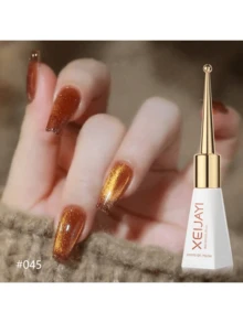 XEIJAYI 1pc 10ml Amber Magnetic Cat Eye Chrome Nail Powder Chameleon Metallic Nail Art Glitter Powder For Gel Polish DIY Home Nail Salon - Brown - View 4