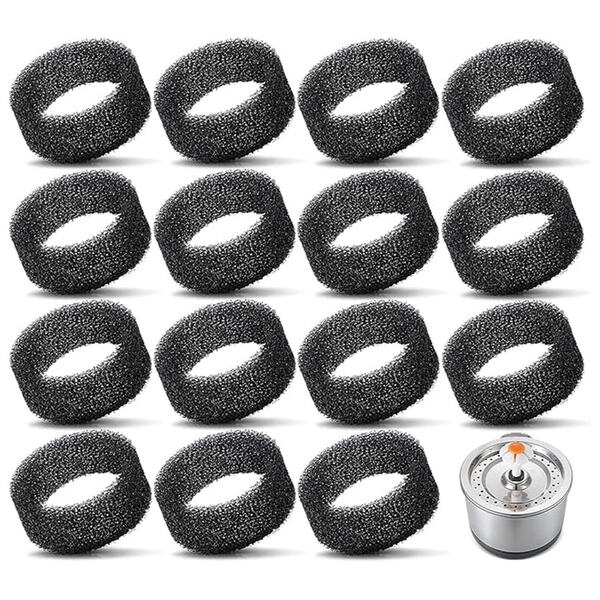 Schaumstofffilter für Haustier-Brunnen, runder schwarzer Schwammfilter, Ersatzfilter für 2,5 L / 84 Oz Edelstahl Katzen-/Haustier-Trinkwasserbrunnen, für gesunde und saubere Tiere