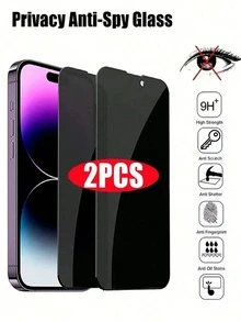 2pcs Privacy Screen Protector, Compatible With IPhone 17/17 Pro/17 Pro Max/17 Air/15/16/14/11/12/13 Pro Max Mini, Anti-Peep Tempered Glass Film, Compatible With IPhone 17/17 Pro/17 Pro Max/17 Air/XS Max/XR/X/15/7/8 Plus/SE - Black - View 11