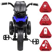 Joykoo Moto Montable Eléctrica para Niños Triciclo Híbrido con Luces y Sonido Recargable 6v Soporta hasta 30 kg - Azul - Ver 3