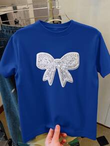 女款 T-shirt，高個女款 - 藏蓝色 - 查看 1