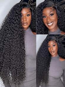 NATAN Short Wavy Bob Black Deep Curly 13X4 High Definition Lace Front Synthetic Wig, Pre-Plucked With Baby Hair, Bleached Knots, Glueless Wig - Natural & Black - View 9