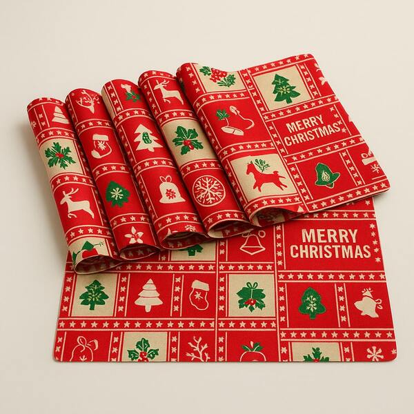 Kit 6 Ou 4 Peças De Jogo Americano 30X45CM Retangular Decorativo Estampas Natalinas Descanso De Mesa