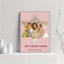 1pc Customizable Unframed Canvas Poster, Hexagram Custom Print Your Photos Pictures Wall Decorations, Couple & Lovers Picture, Perfect Gift For Weddings, Anniversary, Valentine's Day, Christmas, New Year Home Decor